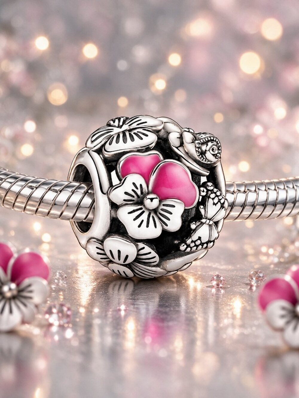 Pansy & Butterfly Charm